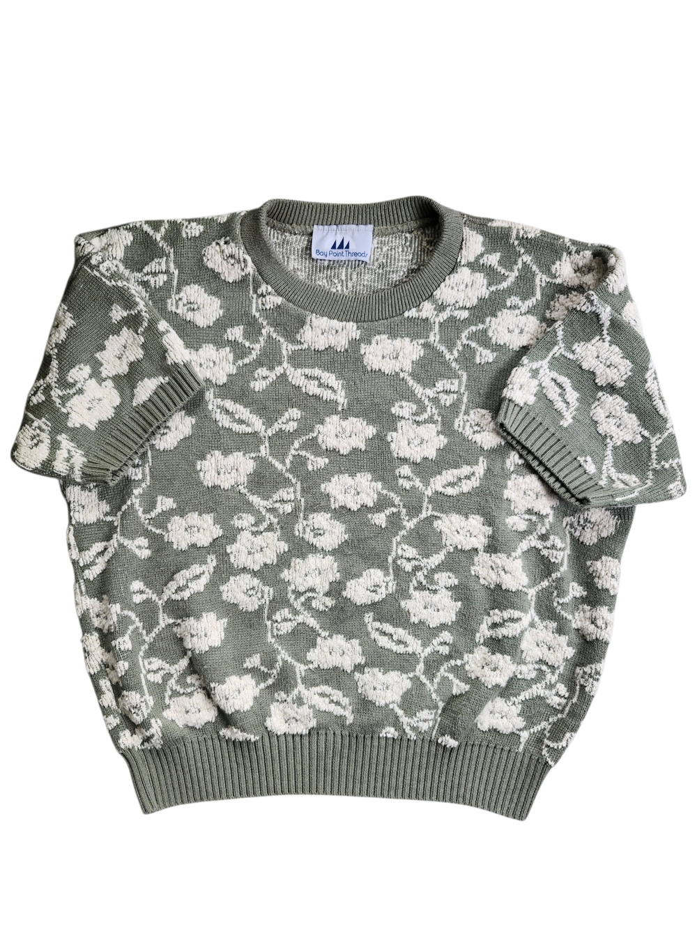 Bay Point Threads Textured Floral Knit Sweater